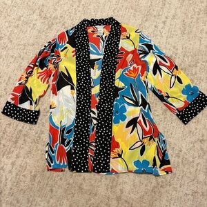 Multiples Sz Medium Sunnyland Gorgeous Polka-Dot Floral Art-to-Wear Open kimono